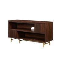 Walker Edison - Contemporary Extendable Fluted-Door TV Stand for Most TVs up to 55” - Dark Walnut... - Angle