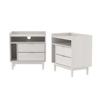 Walker Edison - Boho Solid Wood Nightstand (set of 2) - White - Angle