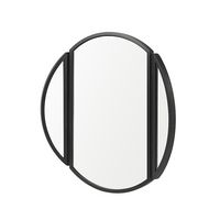 Walker Edison - Contemporary Round Metal Wall Mirror with Hinging Sides - Black - Angle