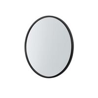 Walker Edison - Modern Minimalist Round Wall Mirror - Black - Angle