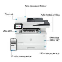 HP - LaserJet Pro MFP 4101fdw Wireless Black-and-White All-in-One Laser Printer - White - Angle