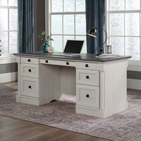 Sauder - Palladia Computer Desk - White/Black - Angle