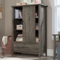 Sauder - Summit Station Wardrobe Armoire - Pebble Pine - Angle