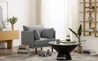 Burrow - Modern Field Armchair with Attachable Ottoman - Oatmeal - Angle