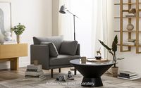 Burrow - Modern Field Armchair with Attachable Ottoman - Carbon - Angle