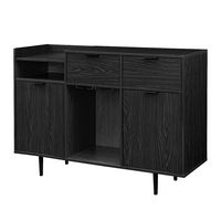 Walker Edison - Modern Open and Closed-Storage Bar Cabinet - Black - Angle