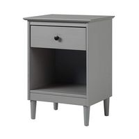 Walker Edison - Classic Solid Wood 1-Drawer Nightstand - Gray - Angle