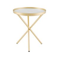 Walker Edison - Contemporary Tray-Top Faux Marble Round Side Table - Gold/Grey Marble - Angle