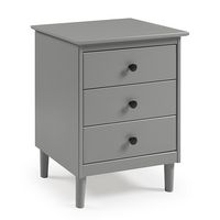 Walker Edison - Transitional Solid Wood 3-Drawer Nightstand - Gray - Angle