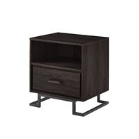 Walker Edison - Contemporary 1-Drawer Metal and Wood Nightstand - Charcoal - Angle