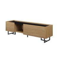 Walker Edison - Contemporary Low TV Stand for TVs up to 65” - Coastal Oak - Angle