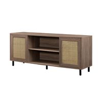 Walker Edison - Boho 2-Door Rattan TV Stand for TVs up to 60” - Driftwood - Angle