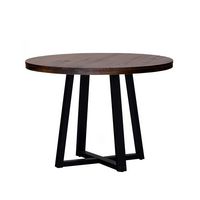 Walker Edison - Rustic Distressed Solid Wood Round Dining Table - Mahogany - Angle