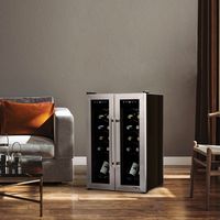 NewAir - 24-Bottle Dual Zone Wine Cooler with French Doors - Stainless Steel - Angle