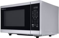 Sharp 1.4 cu. ft. Stainless Countertop Microwave Works with Alexa - Stainless Steel - Angle