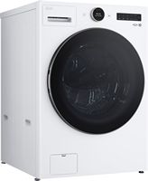 LG - 4.5 Cu. Ft. High-Efficiency Smart Front Load Washer with Steam and TurboWash 360 - White - Angle