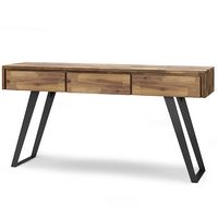 Simpli Home - Lowry Console Sofa Table - Distressed Golden Wheat - Angle