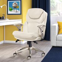 Serta - Upholstered Back in Motion Health & Wellness Manager Office Chair - Bonded Leather - Ivory - Angle