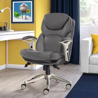 Serta - Upholstered Back in Motion Health & Wellness Manager Office Chair - Bonded Leather - Gray - Angle