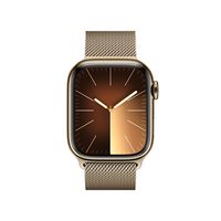 Apple Watch Series 9 (GPS + Cellular) 41mm Gold Stainless Steel Case with Gold Milanese Loop with... - Angle