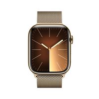 Apple Watch Series 9 (GPS + Cellular) 45mm Gold Stainless Steel Case with Gold Milanese Loop with... - Angle