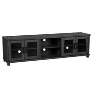 CorLiving - Fremont TV Bench with Glass Cabinets for Most TVs up to 95