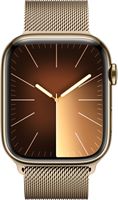 Apple Watch Series 9 (GPS + Cellular) 45mm Gold Stainless Steel Case with Gold Milanese Loop with... - Angle