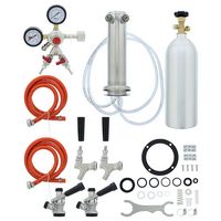 Zephyr - Presrv Double Tap Kit Accessory for PRKB Kegerators - Stainless Steel - Angle