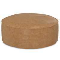 Simpli Home - Brody 32 inch Round Coffee Table Pouf - Distressed Brown - Angle