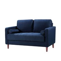 Lifestyle Solutions - Langford Loveseat with Upholstered Fabric and Eucalyptus Wood Frame - Navy ... - Angle