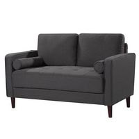Lifestyle Solutions - Langford Loveseat with Upholstered Fabric and Eucalyptus Wood Frame - Heath... - Angle
