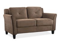 Lifestyle Solutions - Hartford Loveseat Upholstered Microfiber Fabric Rolled Arms - Brown - Angle