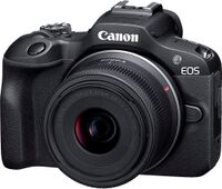 Canon - EOS R100 4K Video Mirrorless Camera with RF-S18-45mm f/4.5-6.3 IS STM Lens - Black - Angle