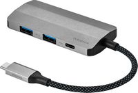 Insignia™ - 4-Port USB-C Hub - Gray - Angle