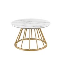 Walker Edison - Modern Cage-Base Coffee Table - Faux White Marble - Angle