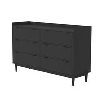 Walker Edison - Modern Minimalist 6-Drawer Solid Wood Dresser - Black - Angle