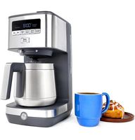 GE - 10 Cup Programmable Coffee Maker with Single Serve and Thermal Carafe - Stainless Steel - Angle