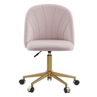 Linon Home Décor - Andrea Plush Velvet Fabric Rolling Desk Chair - Pink - Angle