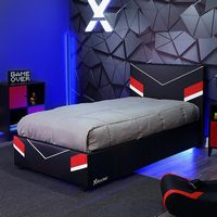 X Rocker - Orion eSports Twin Gaming Bed Frame - Black/Red - Angle