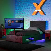 X Rocker - Oracle Twin Gaming Bed with TV Mount - Black - Angle