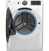 GE - 5.0 Cu. Ft. Stackable Smart Front Load Washer with Steam and SmartDispense - White - Angle