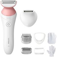 Philips - Lady Electric Shaver Series 6000, Cordless with 7 Accessories - White - Angle