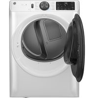 GE - 7.8 cu. Ft. Stackable Smart Electric Dryer with Steam - White - Angle
