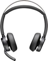 Poly - Voyager Focus 2 Wireless Noise Cancelling On-Ear Headset with Charge Stand - Black - Angle