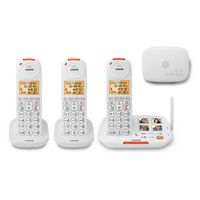 Ooma - Telo Senior Phone Bundle with Internet Home Phone Service and 3 Amplified Cordless Handset... - Angle