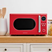 Insignia™ - .7 Cu. Ft. Retro Compact Microwave - Red - Angle