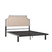 Walker Edison - Traditional Metal Upholstered Queen Bedframe - Tan - Angle