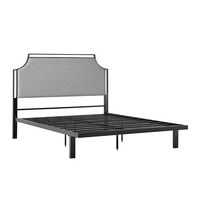 Walker Edison - Traditional Metal Upholstered Queen Bedframe - Gray - Angle