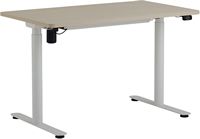 Steelcase - AMQ Sit-to-Stand Desk - White Base Light Oak Top - Angle