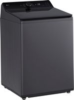 LG - 5.5 Cu. Ft. High Efficiency Smart Top Load Washer with EasyUnload - Matte Black - Angle